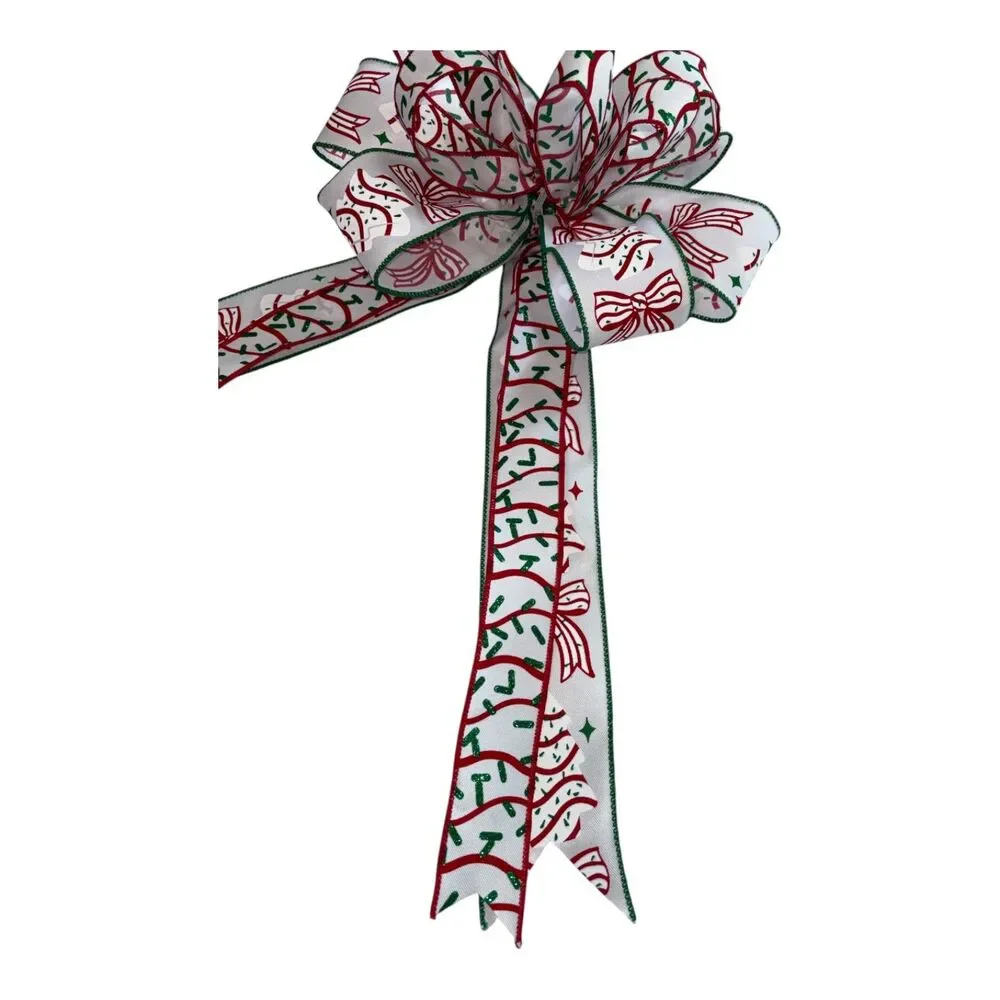 Tasty Cake Christmas Wreath Bow – 12 Inch Holiday Ribbon Bow